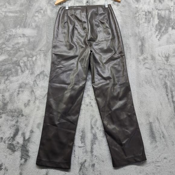 Active USA Pants Womens S Black Faux Leather High Waist Slim Fit Straight Leg - Picture 3 of 12